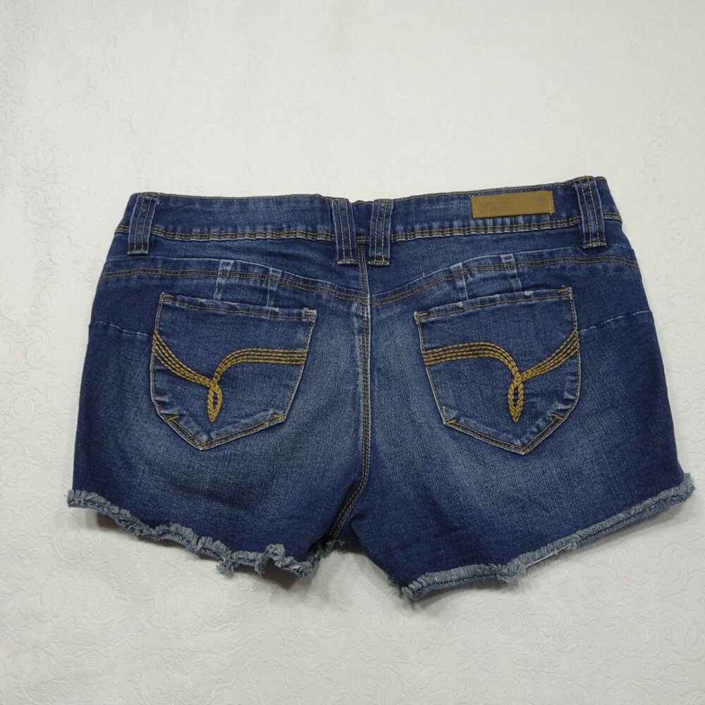 YMI Wannabettabutt Jean Shorts Size 9 Distressed Cotton Stretch Raw Hem Grunge - Picture 4 of 7